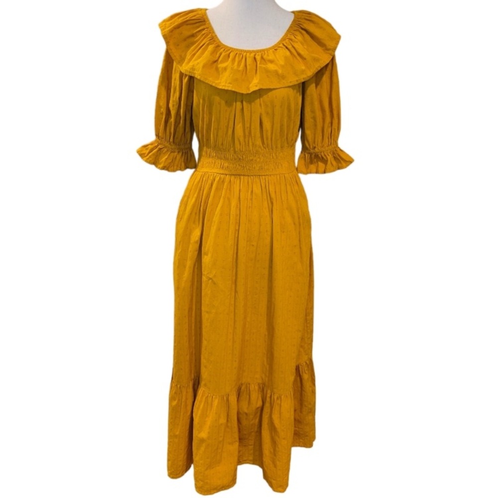 Universal Thread Mustard Ruffled Collar Swiss Dot… - image 3